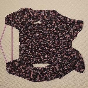 Buddy Love Black Floral Print Blouse - Size M.